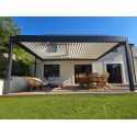 Pergola Bioclimatique Aluminium H3 Adossée Lames Orientables Perpendiculaires Électrique (Moteurs Double Vérins) Sur Mesure