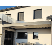 Pergola Bioclimatique 5.31x2.9m Entre 3 Murs Gris Anthracite RAL 7016