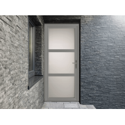 Porte d'Entrée Aluminium vitrée intégralement sablé dépoli & 2 traverses