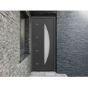 Porte d'Entrée Aluminium 80 Orphie Design Vitrage Demi-Lune Moderne Sur Mesure