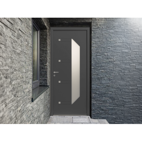 Porte d'Entrée Aluminium Girelle Vitrage Vertical Triangulaire Sur Mesure