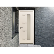 Porte d'Entrée Aluminium Dormelle Vitrage Rectangle & Décors Alu Brossé Sur Mesure
