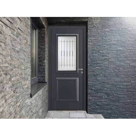 Porte d'Entrée Aluminium Ariane Vitrage Décors Barreaux Sur Mesure
