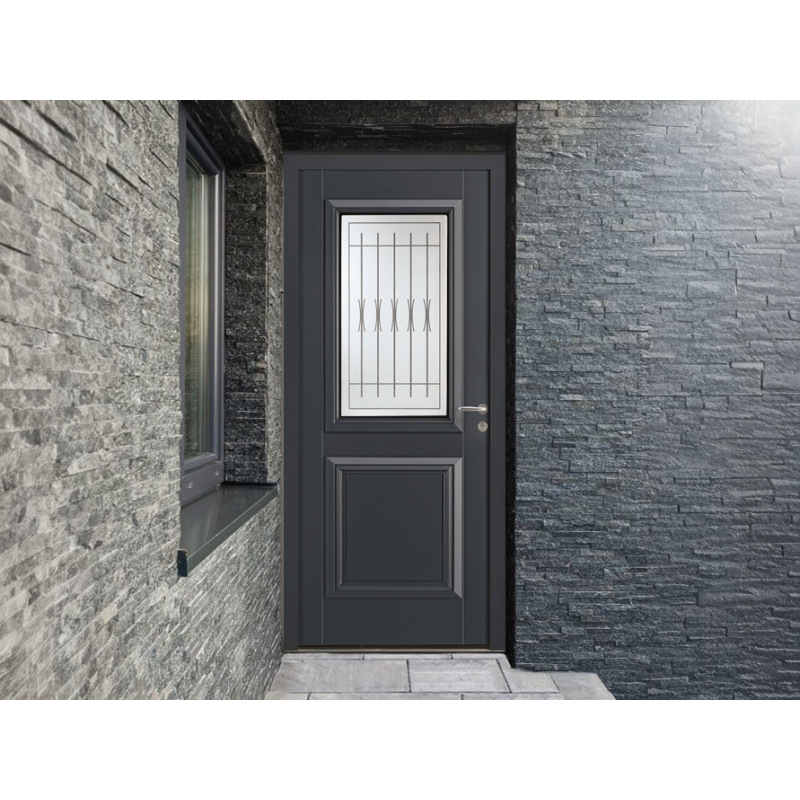 Porte d'Entrée Aluminium Ariane Vitrage Décors Barreaux Sur Mesure