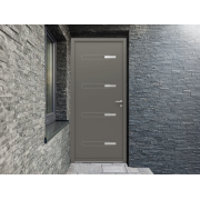 Porte d'Entrée Aluminium Elbot Pleine & Décors Alu Brossé Sur Mesure