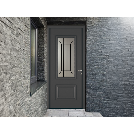 Porte d'Entrée Aluminium 80 Zina Vitrage Décors Barreaux Sur Mesure