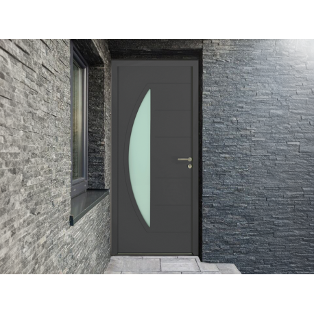 Porte d'Entrée Aluminium Hobby Vitrage Demi-Lune Sur Mesure