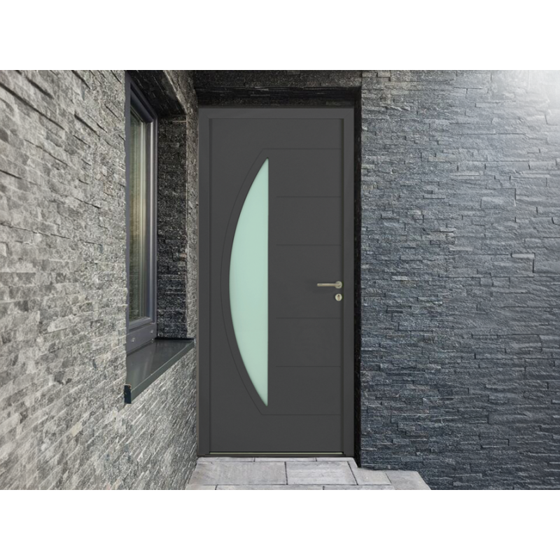 Porte d'Entrée Aluminium Hobby Vitrage Demi-Lune Sur Mesure