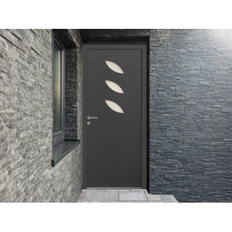 Porte d'Entrée Aluminium Sprat 3 Vitres Ovales Sur Mesure