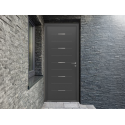 Porte d'Entrée Aluminium 60 Mako Pleine & Traverses Horizontales Alu Brossé Sur Mesure