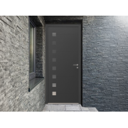 Porte d'Entrée Aluminium Uzes Pleine & Décors Alu Brossé Sur Mesure
