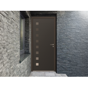 Porte d'Entrée Aluminium Uzes Pleine & Décors Alu Brossé Sur Mesure