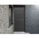Porte d'Entrée Aluminium 60 Janis Design Pleine Rainures Horizontales Sur Mesure