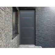 Porte d'Entrée Aluminium Janis Pleine & Rainures Horizontales Sur Mesure