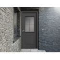 Porte d'Entrée Aluminium 60 Adèle Vitrée avec 4 Carreaux Plomb Sur Mesure