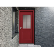 Porte d'Entrée Aluminium Aloé 42 Vitrage 4 Carreaux Plomb Sur Mesure