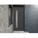 Porte d'Entrée Aluminium 60 Luzia Vitrée avec Rainures Horizontales Sur Mesure
