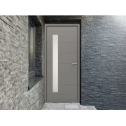 Porte d'Entrée Aluminium Luzia Vitrage Rectangle avec Rainures Horizontales Sur Mesure