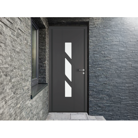 Porte d'Entrée Aluminium Sila 3 Vitrages Verticaux Sur Mesure