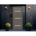Porte d'Entrée Acier Agouti Pleine 3 Traverses Horizontales Inox Face Ext Sur Mesure
