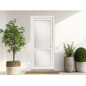 Porte d'Entrée PVC Bardane 3 Vitrage Intégral & 1 Traverse Horizontale Blanc, Gris, Beige ou Chêne Sur Mesure