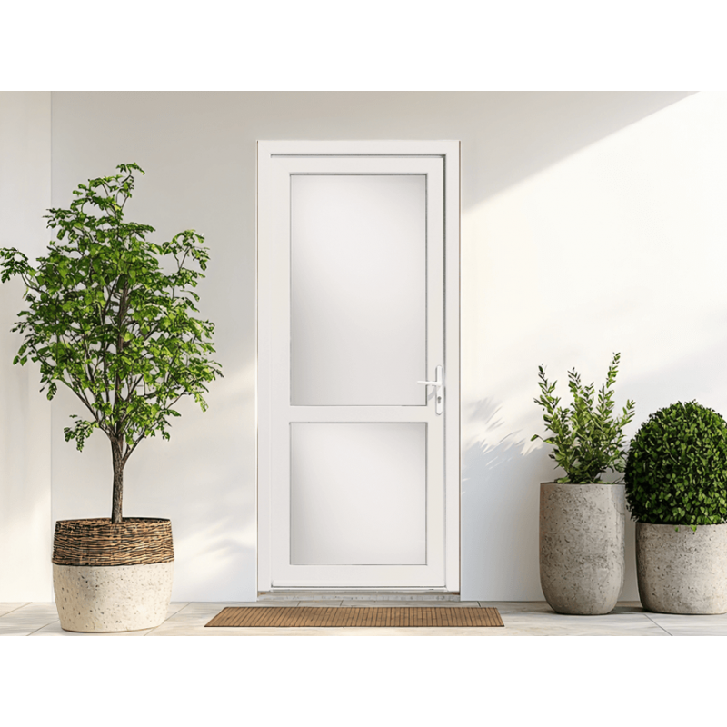 Porte d'Entrée PVC Bardane 3 Vitrage Intégral + 1 Traverse