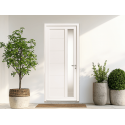 Porte d'Entrée PVC Galium Vitrage Sablé Dépoli Rectangle Blanc Sur Mesure