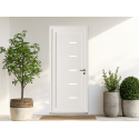 Porte d'Entrée PVC Ancolie Parties Vitrées Sablé Dépoli Blanc Sur Mesure