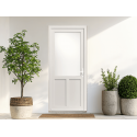 Porte d'Entrée PVC Caparis 1 Vitrée Blanc, Gris ou Chêne Sur Mesure