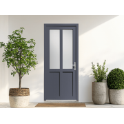 Porte d'entrée pvc Caparis SV1 semi-vitrée + 1 traverse