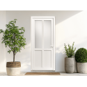 Porte d'Entrée PVC Caparis SV1 Vitrée & 1 Traverse Verticale Blanc, Gris, Beige ou Chêne Sur Mesure