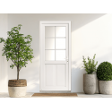 Porte d'Entrée PVC Silène 2 Vitrée 6 Carreaux Blanc, Gris ou Chêne Sur Mesure