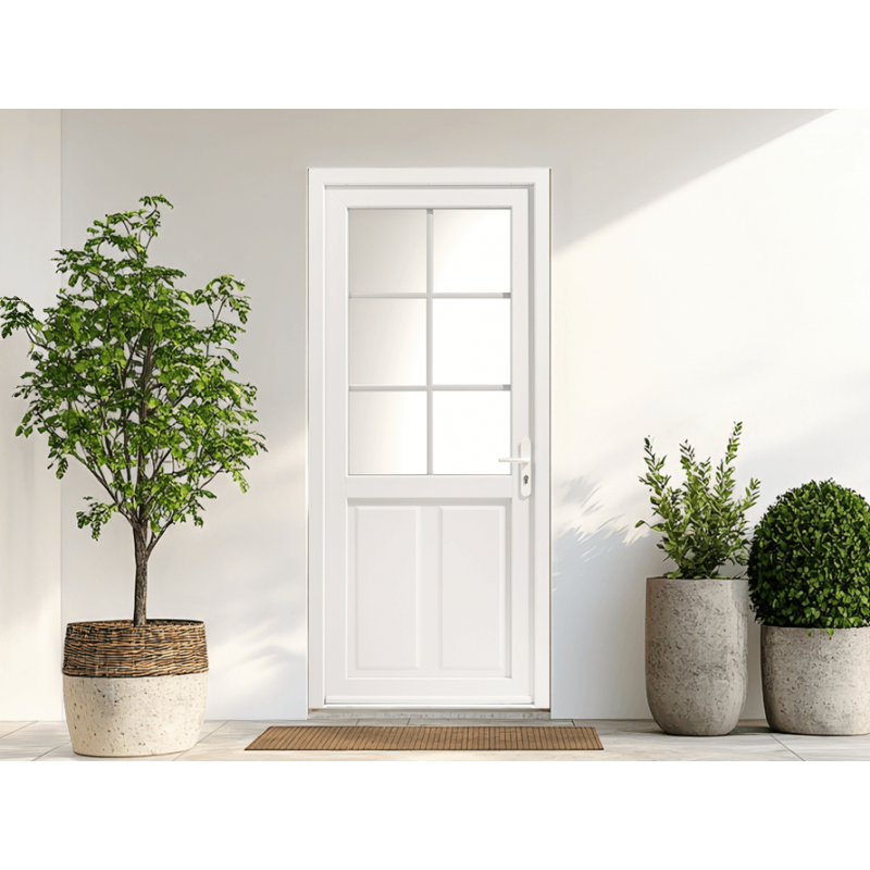 Porte d'entrée PVC Silène 2 semi-vitrée 6 carreaux