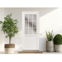 Porte d'Entrée PVC Silène 9 Vitrée 9 Carreaux Blanc, Gris ou Chêne Sur Mesure