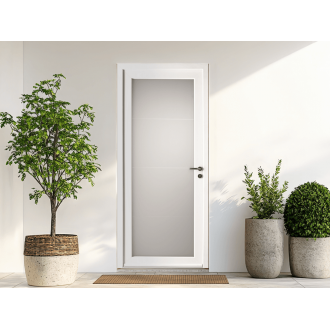 Porte d'Entrée pvc Malaga vitrage intégral sablé dépoli