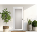 Porte d'Entrée PVC Malaga Vitrage Intégral Sablé Dépoli Blanc, Gris, Beige ou Chêne Sur Mesure