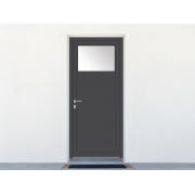 Porte de service ALU 1 vantail avec oculus 1/4