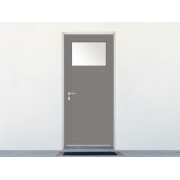 Porte de service ALU 1 vantail avec oculus 1/4