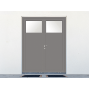 Porte de service aluminium 2 vantaux vitrée oculus 1/4