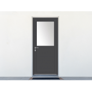 Porte de service ALU 1 vantail avec vitrage 1/2