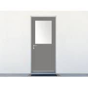 Porte de service ALU 1 vantail avec vitrage 1/2