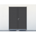 Porte de Service Aluminium 2 Vantaux PROFILS SYSTÈMES Ouvrants Visibles Panneau Sandwich Plein intégral Sur Mesure