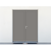 Porte de service aluminium 2 vantaux 1/2 vitrée