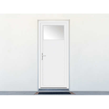 Porte de service PVC 1 vantail avec oculus 1/4