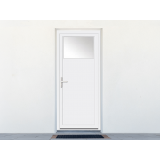Porte de service PVC 1 vantail avec oculus 1/4