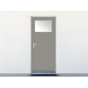 Porte de service PVC 1 vantail avec oculus 1/4
