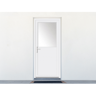 Porte de service PVC 1 vantail avec vitrage 1/2