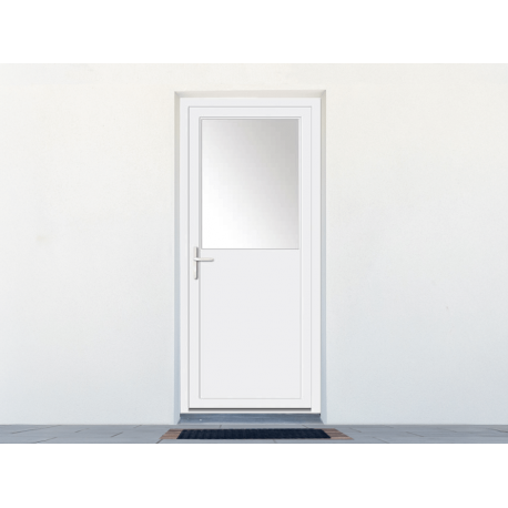 Porte de service PVC 1 vantail avec vitrage 1/2