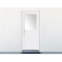 Porte de Service PVC 1 Vantail VEKA Ouvrant à la Française Vitrage Anti-Effraction 1/2 Moitié Haut Sur Mesure