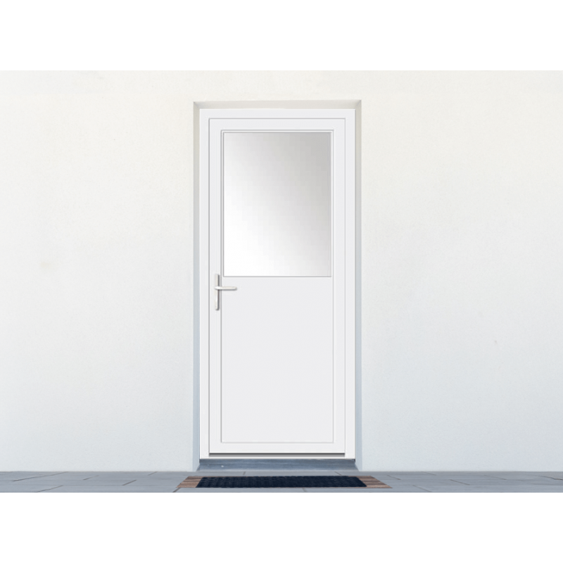 Porte de service PVC 1 vantail avec vitrage 1/2